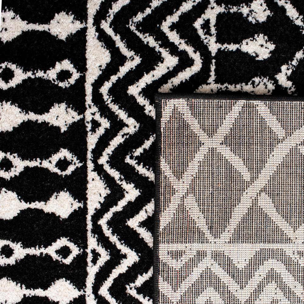 Black and Ivory Moroccan Geometric 6' x 9' Area Rug