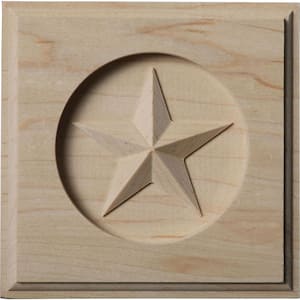 3/4 in. x 4-1/4 in. x 4-1/4 in. Unfinished Wood Rubberwood Austin Star Rosette