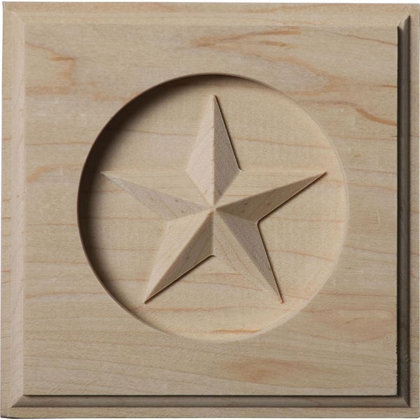 3/4 in. x 4-1/4 in. x 4-1/4 in. Unfinished Wood Rubberwood Austin Star Rosette