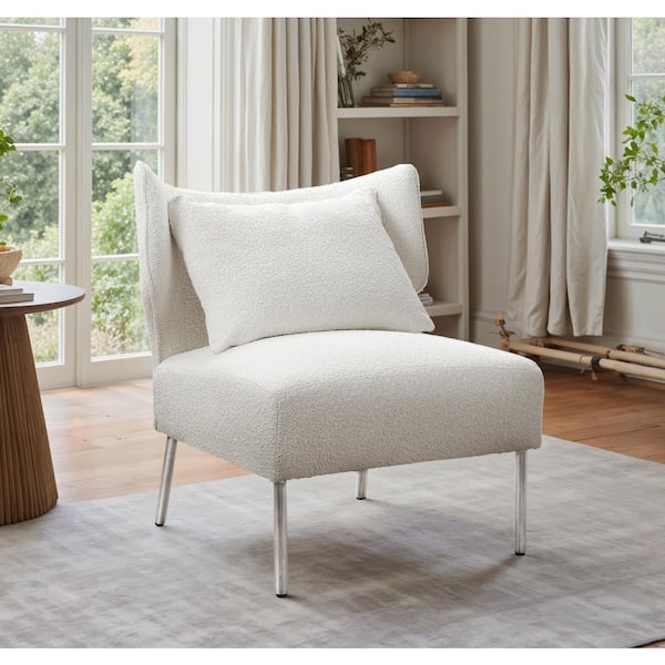 Elan Off White Polyester Accent Side Chair with Metal Legs