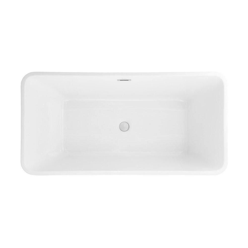 St. Tropez 60" White Acrylic Freestanding Bathtub