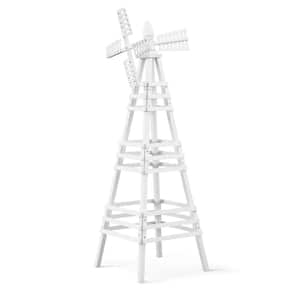 80 in. White Wood Decorative Outdoor Lawn Decor Windmill