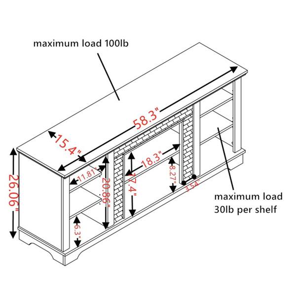 ToolCat 58 in. Freestanding TV Stand with Electric Fireplace