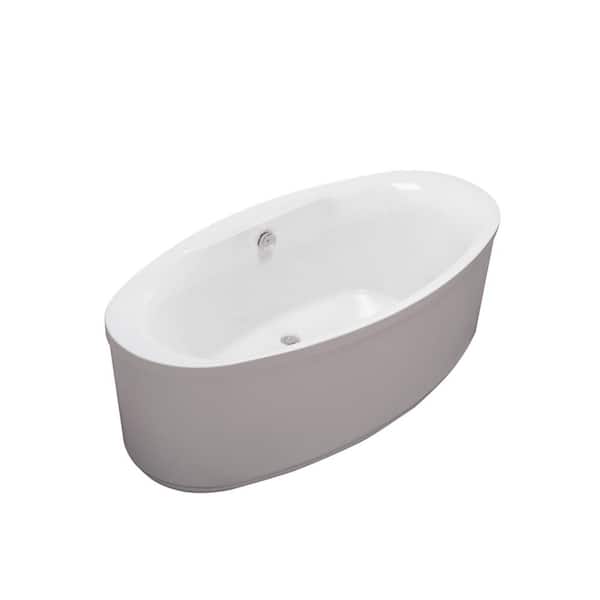 A&E Kinslee 67 in. Acrylic Free-Standing Flatbottom Oval Bathtub with Center Drain in White