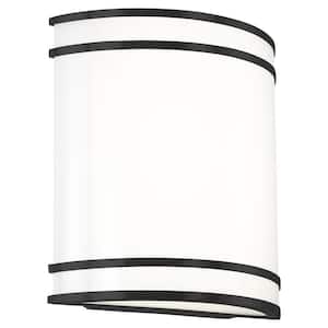 Vantage 1-Light Black Dimmable CCT LED Wall Sconce with White Acrylic Shade