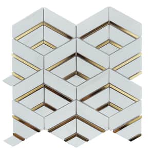 Natural Dorato White Gold 12.01 in. x 11.58 in. Hexagon Polished Marble Mosaic Tile (9.7 sq. ft./Case)