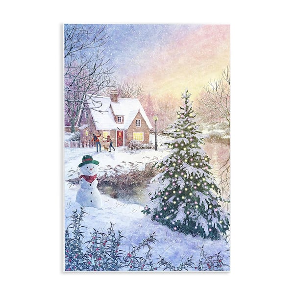Stupell Industries Kids Playing in Snow by Pip Wilson 1 Piece Unframed Graphic Print Nature Poster Art Print 19 in. x 13 in.