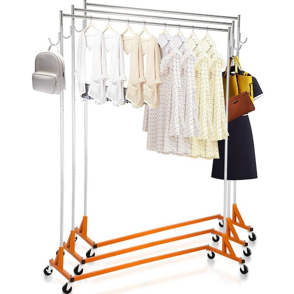 Z Rack, Industrial Grade Z Base Garment Rack,Rolling Z Garment Rack, Sturdy Steel Z Base Rack Silver