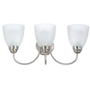 Hamilton 3-Light Brushed Nickel Vanity Light with Frosted Glass Shades