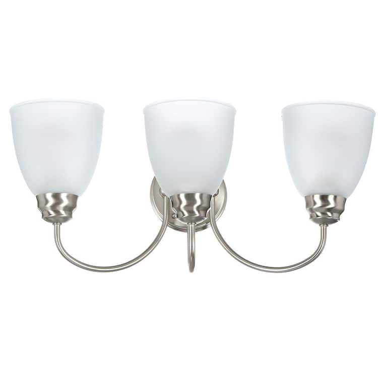 Hampton Bay Hamilton 3Light Brushed Nickel Vanity Light with Frosted