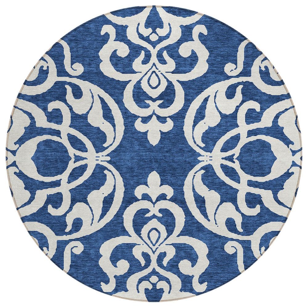 Chantille Machine Washable Indoor/Outdoor Abstract ACN973 Navy 8 ft. x 8 ft. Area Rug price history on PriceWatchPro