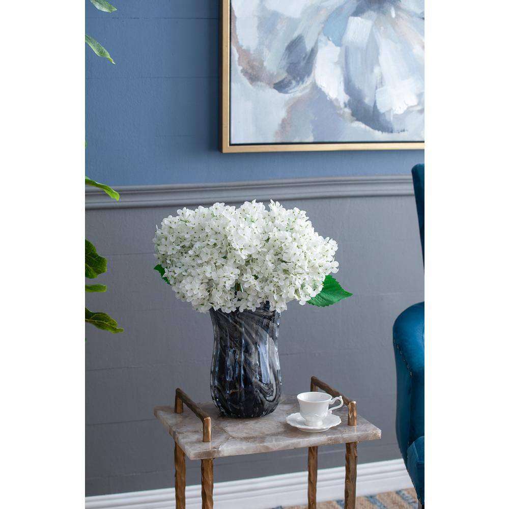 White Faux Hydrangea Tabletop Topiary Set