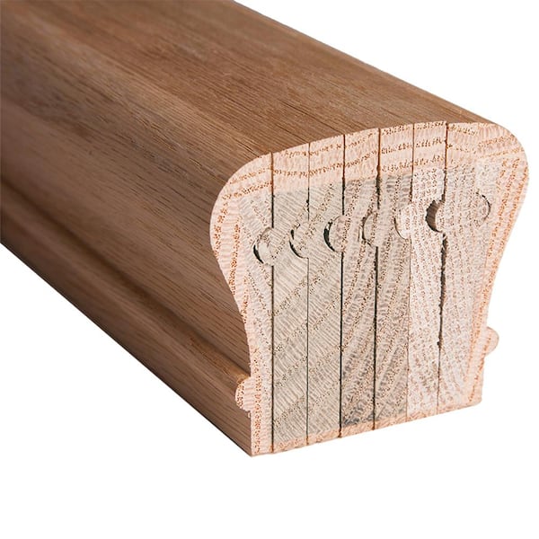 HOUSE OF FORGINGS 2-5/8 in. W x 2-7/16 in. H x 4 ft. L Red Oak Traditional Style Engineered Bending Wood Stair Railing