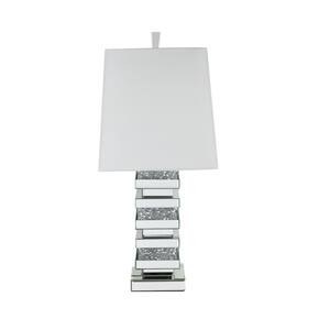30 in. Silver Table Lamp Faux Diamonds, Bedside Lamps, Nightstand Lamps (1-Light)