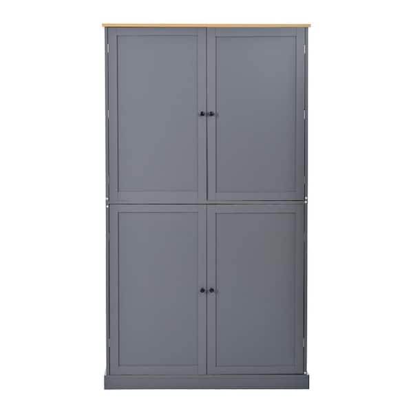 40.2 in. W x 20 in. D x 71.3 in. H Gray Linen Cabinet with 2 Drawers, 2 Adjustable Shelves, 8 Door Shelves