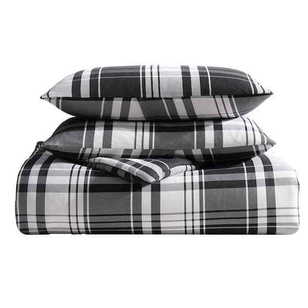 Eddie Bauer Saddle Mountain Plaid 2-Piece Black Microfiber Twin ...