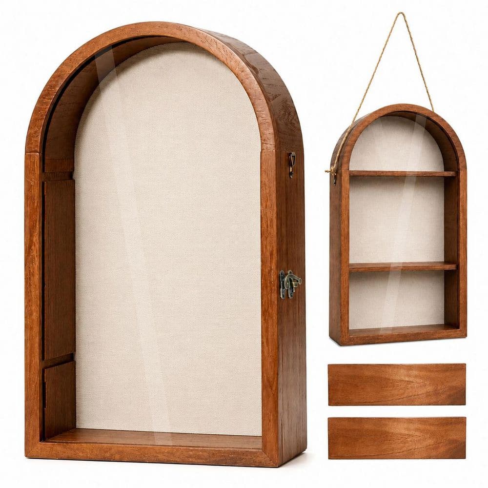 Walnut 16 in. x 10 in. Shadow Box Display Case with Linen Back and Acrylic Door, 3D Memory Frame price history on PriceWatchPro