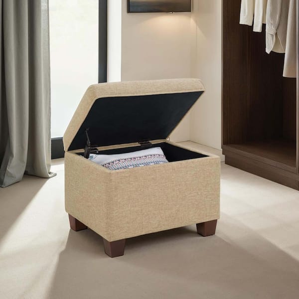 Madison Tan Fabric Storage Ottoman