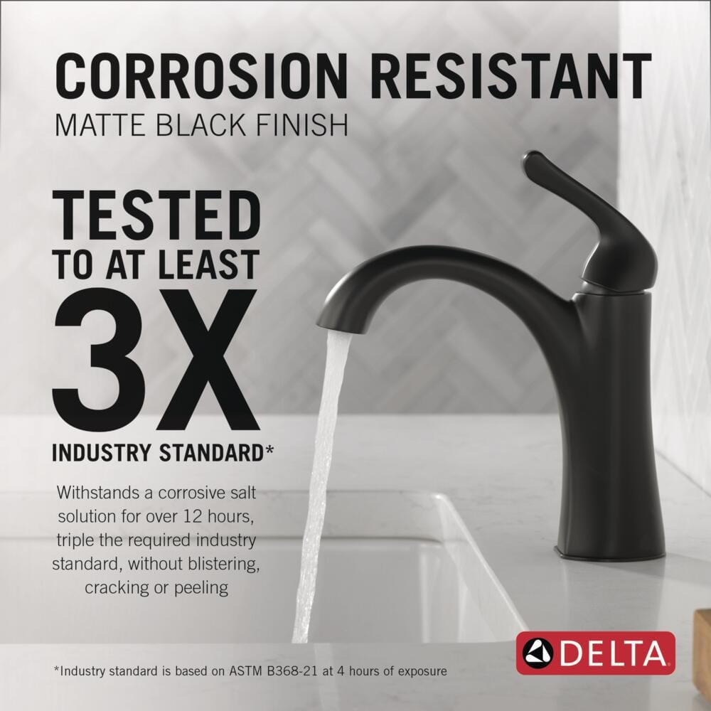 Matte Black Single Handle Bathroom Faucet with Drain Assembly