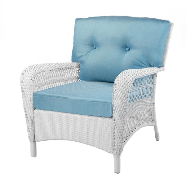 Hampton Bay Charlottetown Washed Blue Outdoor Chair Replacement Cushion 89 65601 The Home Depot - Martha Stewart Living Wicker Patio Furniture Replacement Cushions