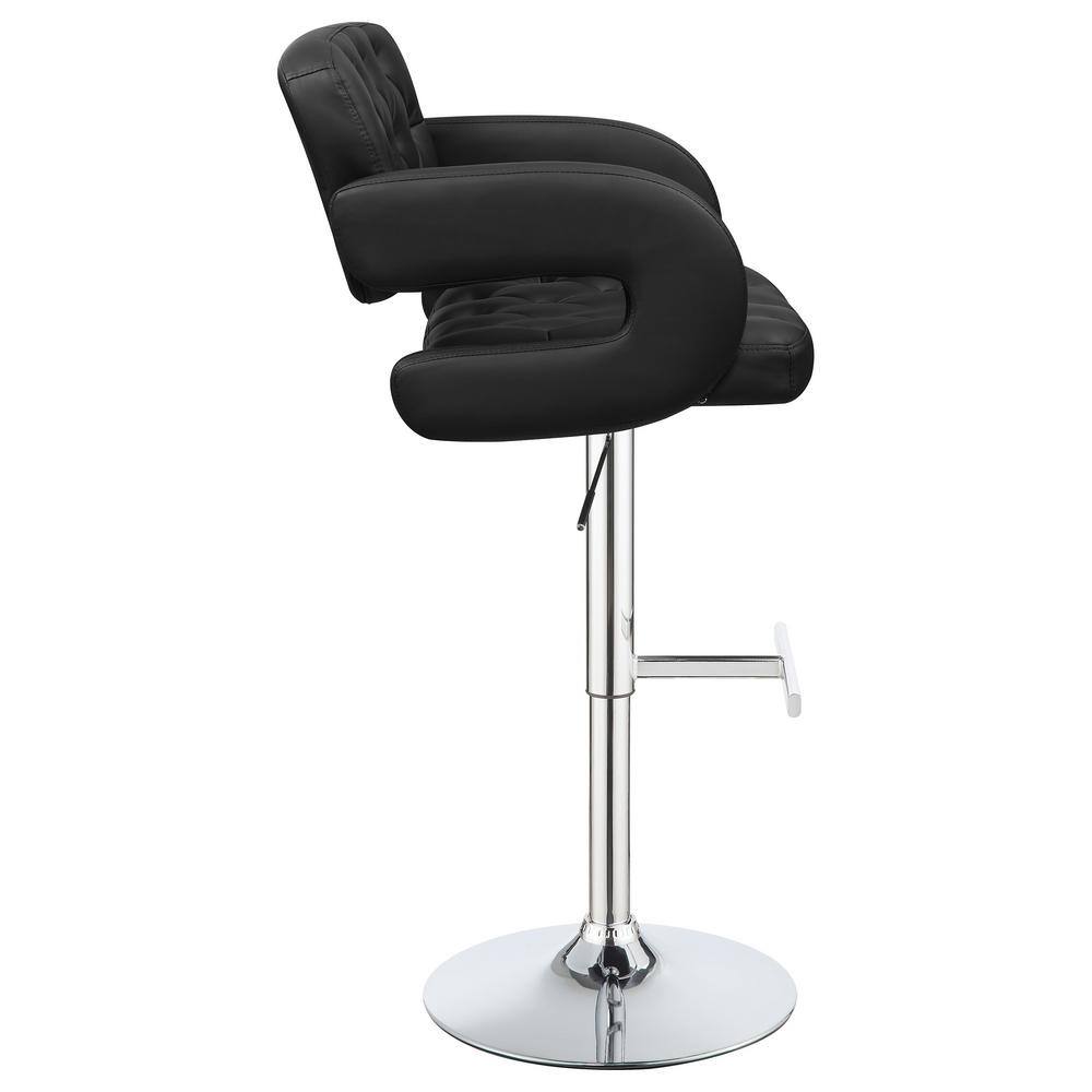 Adjustable Black Leather and Metal Swivel Bar Stool