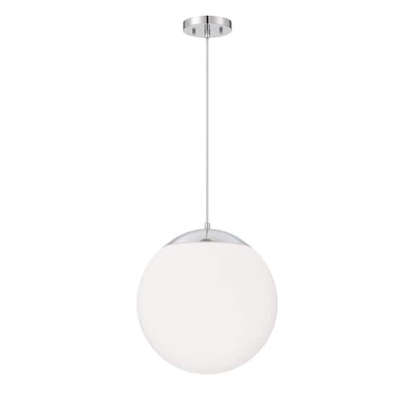 CRAFTMADE Gaze 60-Watt 1-Light Chrome Finish Dining/Kitchen Island 12 in. Pendant w/ Frost White Glass Shade No Bulbs Included