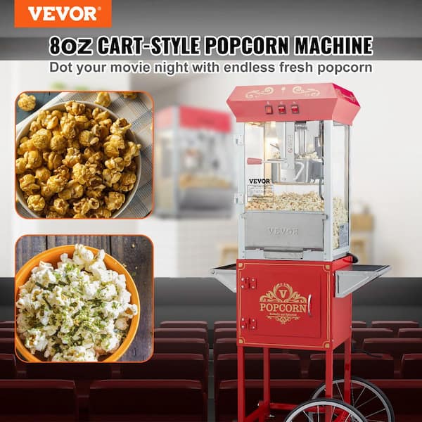 Costway 850W 6QT Red Oil Stirring Popcorn Machine Popcorn Popper Maker  w/Nonstick Plate FP10060US-RE - The Home Depot