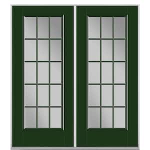 72 in. x 80 in. Conifer Fiberglass Prehung Left Hand Inswing 15-Lite Clear Glass Patio Door in Vinyl Frame, no Brickmold