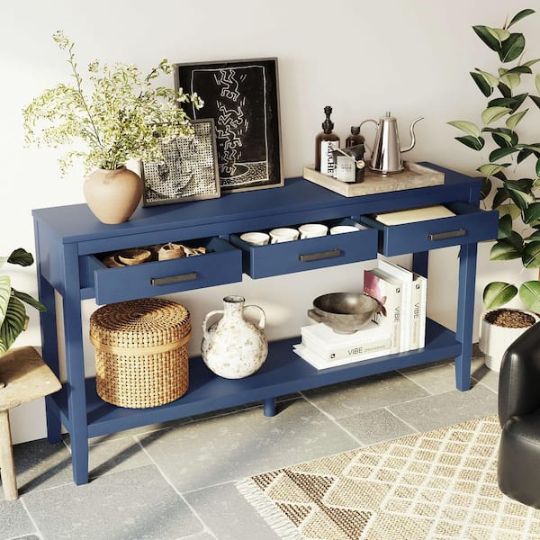 Liberte' リベルテ シェルフ コンソール ブルー AS23131-B Harper & Bright Designs 59.1 in. Navy Blue Rectangle Wood Console