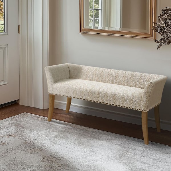 Antonio Taupe Multi Flared Arms Accent Bench 23 in. H x 49.5 in. W x 19.25 in. D