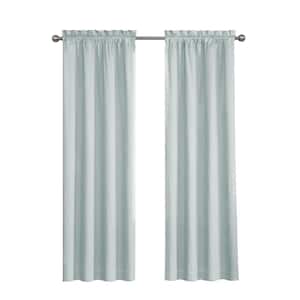 Cassidy Thermaback  River Blue Chevron Pattern  Polyester 42 in. W x 63 in. L Blackout Single Grommet Top Curtain Panel