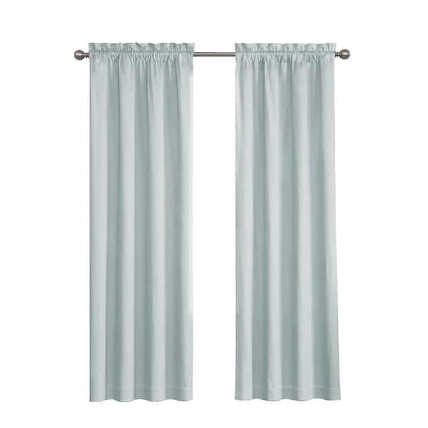 Eclipse Cassidy Thermaback River Blue Chevron Pattern Polyester 42 in. W x 84 in. L Blackout Single Grommet Top Curtain Panel