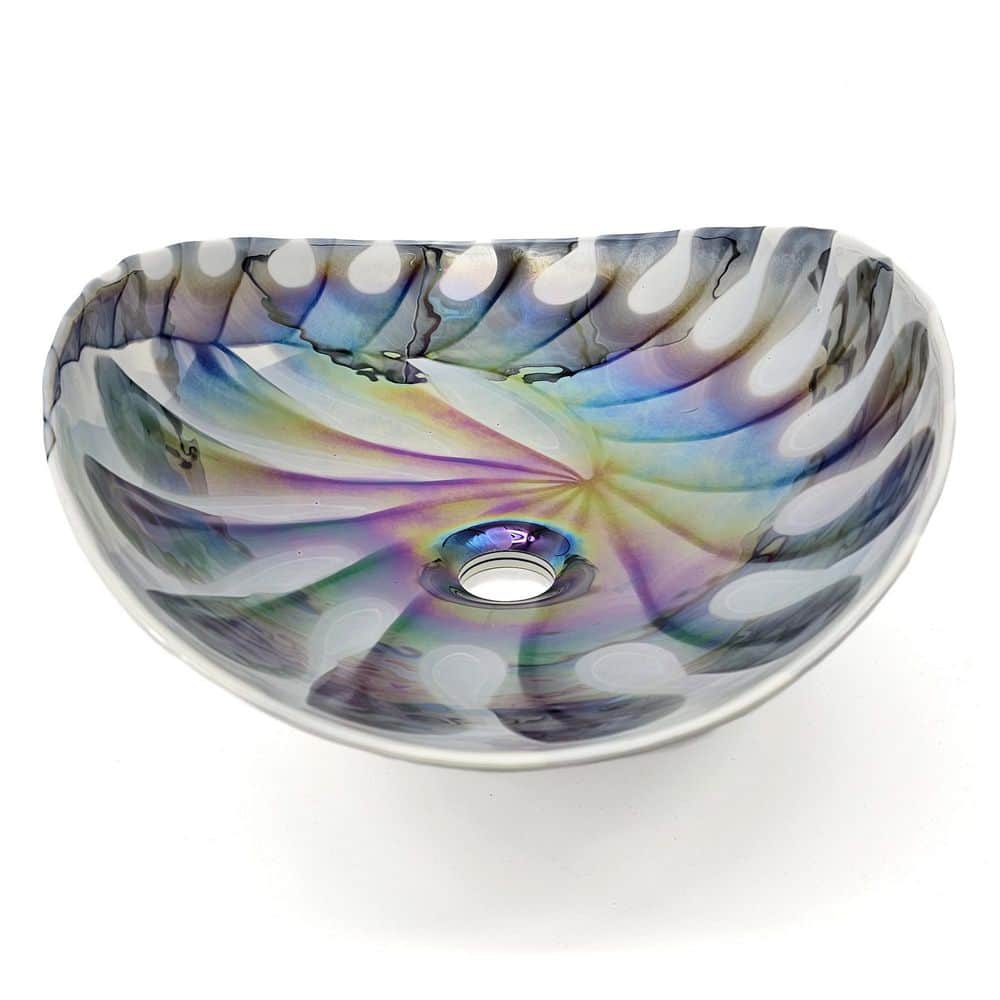 Murano 18.5'' Spira Luxe Pearl White Glass Oval Bathroom Sink