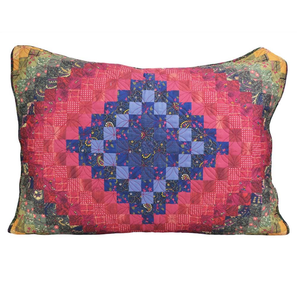 Queen Multicolor Microfiber Reversible Quilt Set