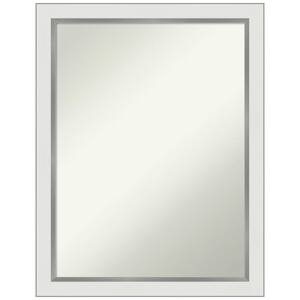 Eva White Silver Narrow 21 in. H x 27 in. W Framed Non-Beveled Bathroom Vanity Mirror in Silver, White