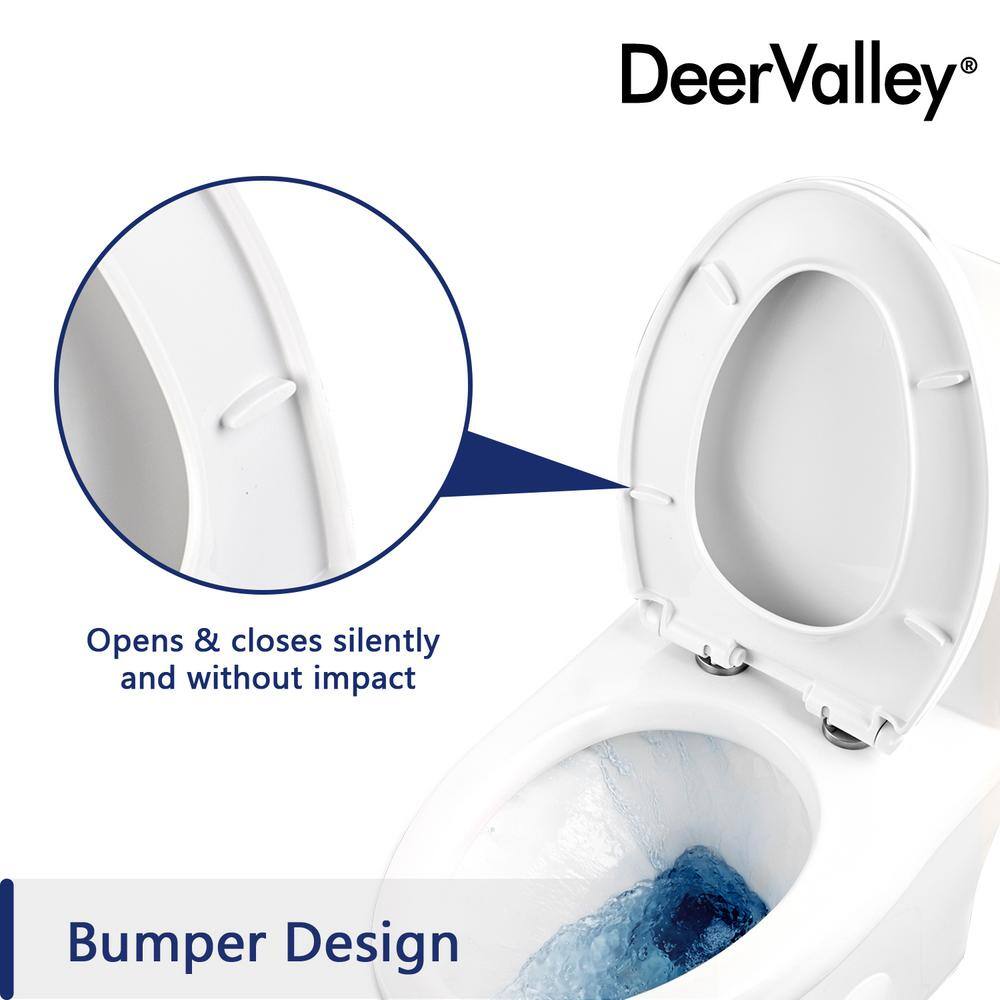White Ceramic Dual-Flush Elongated One-Piece Toilet with Soft-Close Seat