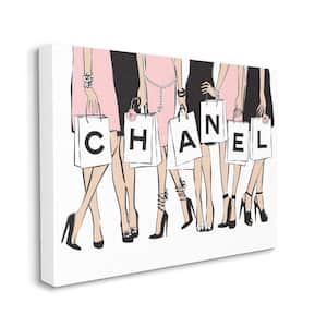 "Fashionista Shopping Bags Standing Poses" by Martina Pavlova Unframed People Canvas Wall Art Print 36 in. x 48 in.