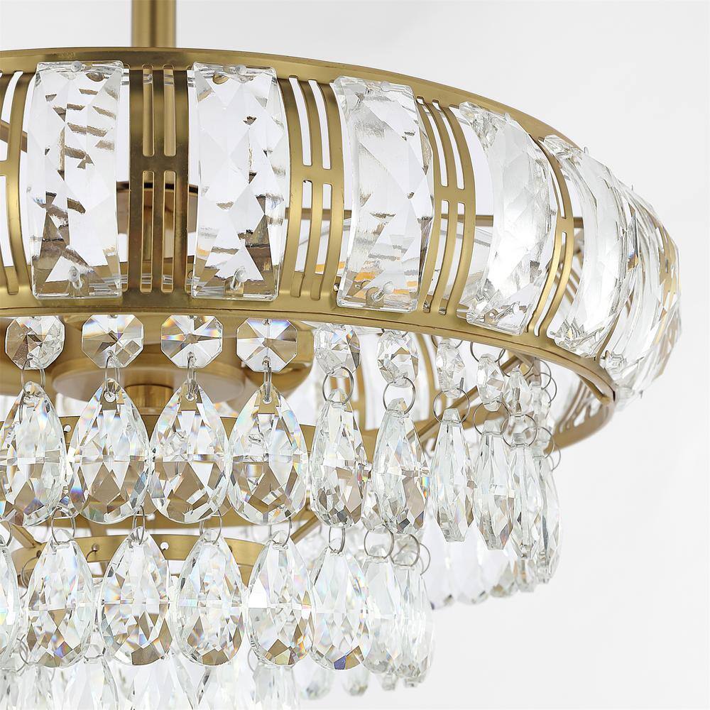 Gold Beaded Crystal 3-Light Semi Flush Mount Chandelier