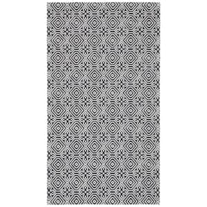 Augustine Black/Light Gray Doormat 3 ft. x 5 ft. Floral Ikat Area Rug