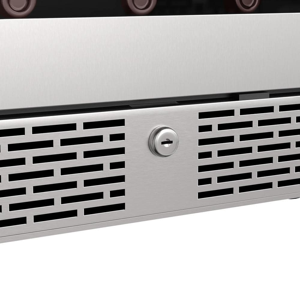 Avallon 24" Black Stainless Steel Dual Zone Wine Cooler with LED Lighting