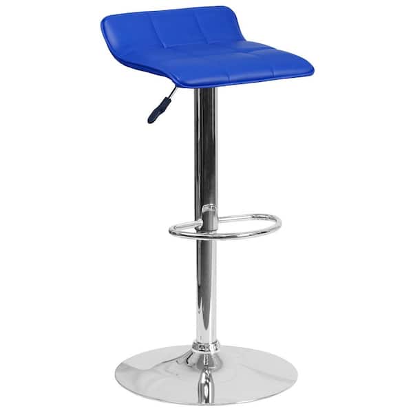 Flash Furniture 32 in. Adjustable Height Blue Cushioned Bar Stool