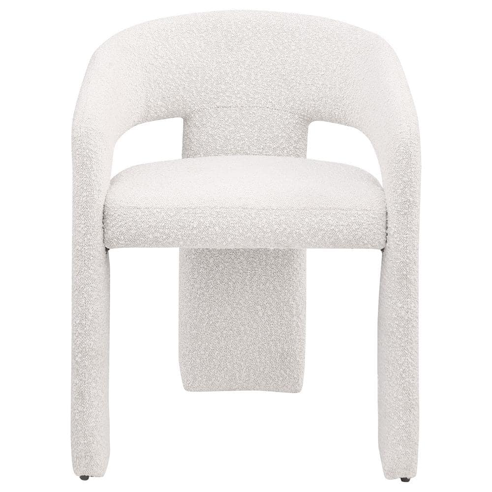 Cream Boucle Upholstered Contemporary Arm Side Chair