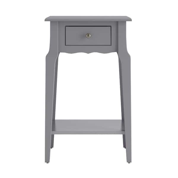 HomeSullivan 16.75 in. Grey 1-Drawer Wood Storage End Table