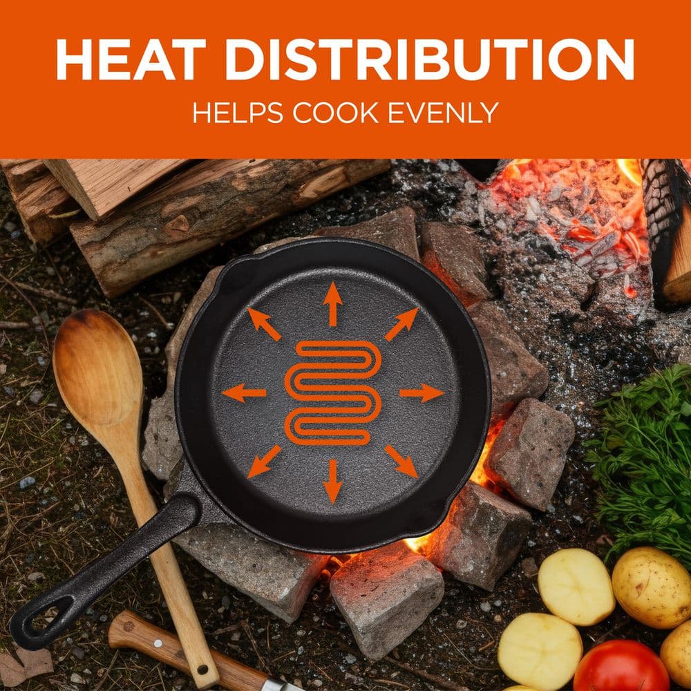 Commercial Chef - Cast Iron 3-Piece Skillet 1 Set - Black - Thumbnail 5