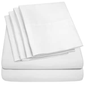 1500-Supreme Series 6-Piece White Solid Color Microfiber RV Queen Sheet Set