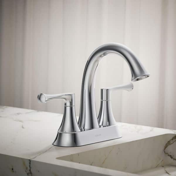 Buckley 4 in. Centerset Double Handle Bathroom Sink Faucet in Polished Chrome - 1.2 GPM