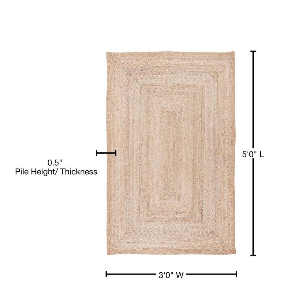 Natural Handwoven Jute Area Rug 3' x 5'