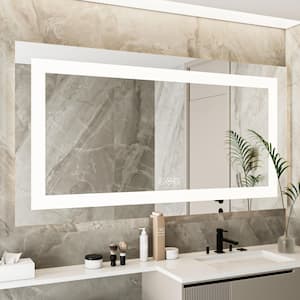 Modern Elegance 60 in. W x 32 in. H Frameless Rectangular Anti-Fog LED Light Wall Bathroom Vanity Mirror with 3-Color