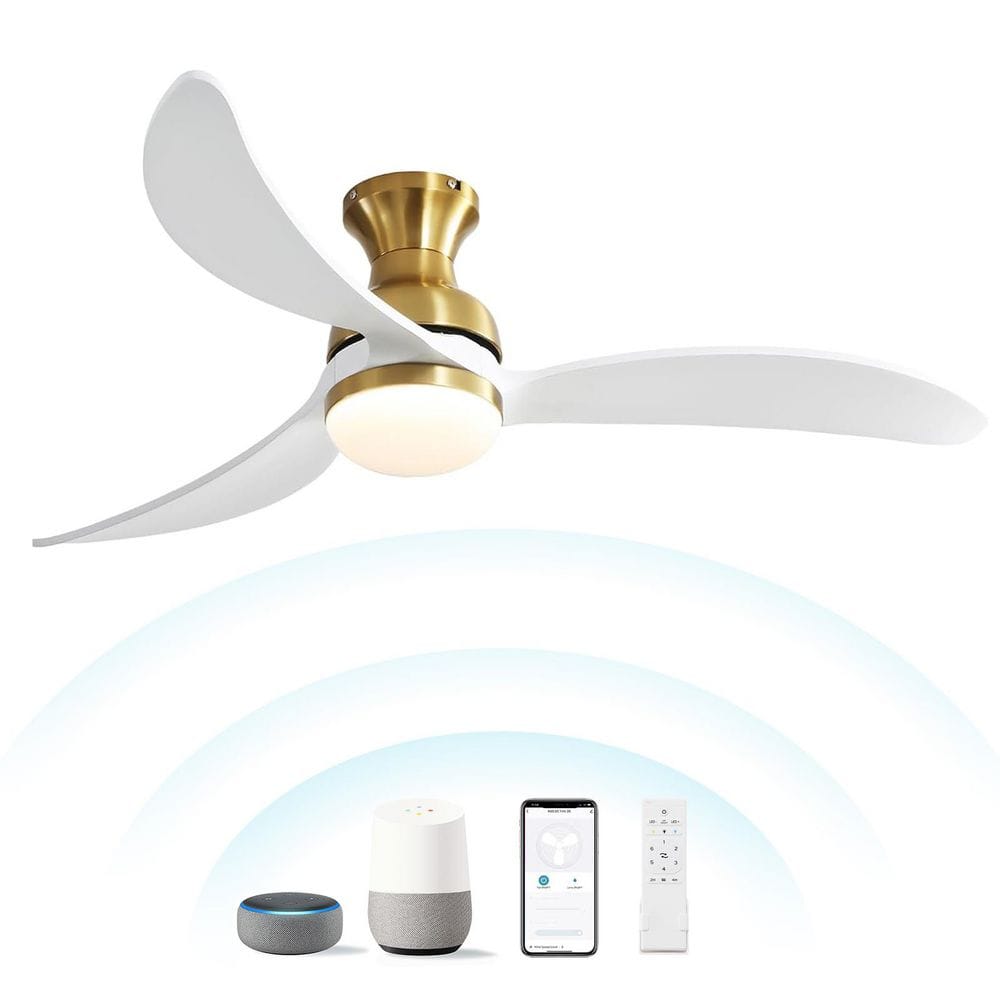 52 in. Smart Indoor Gold Ceiling Fan Integrated LED with Light Kit and Remote/APP Control price history on PriceWatchPro