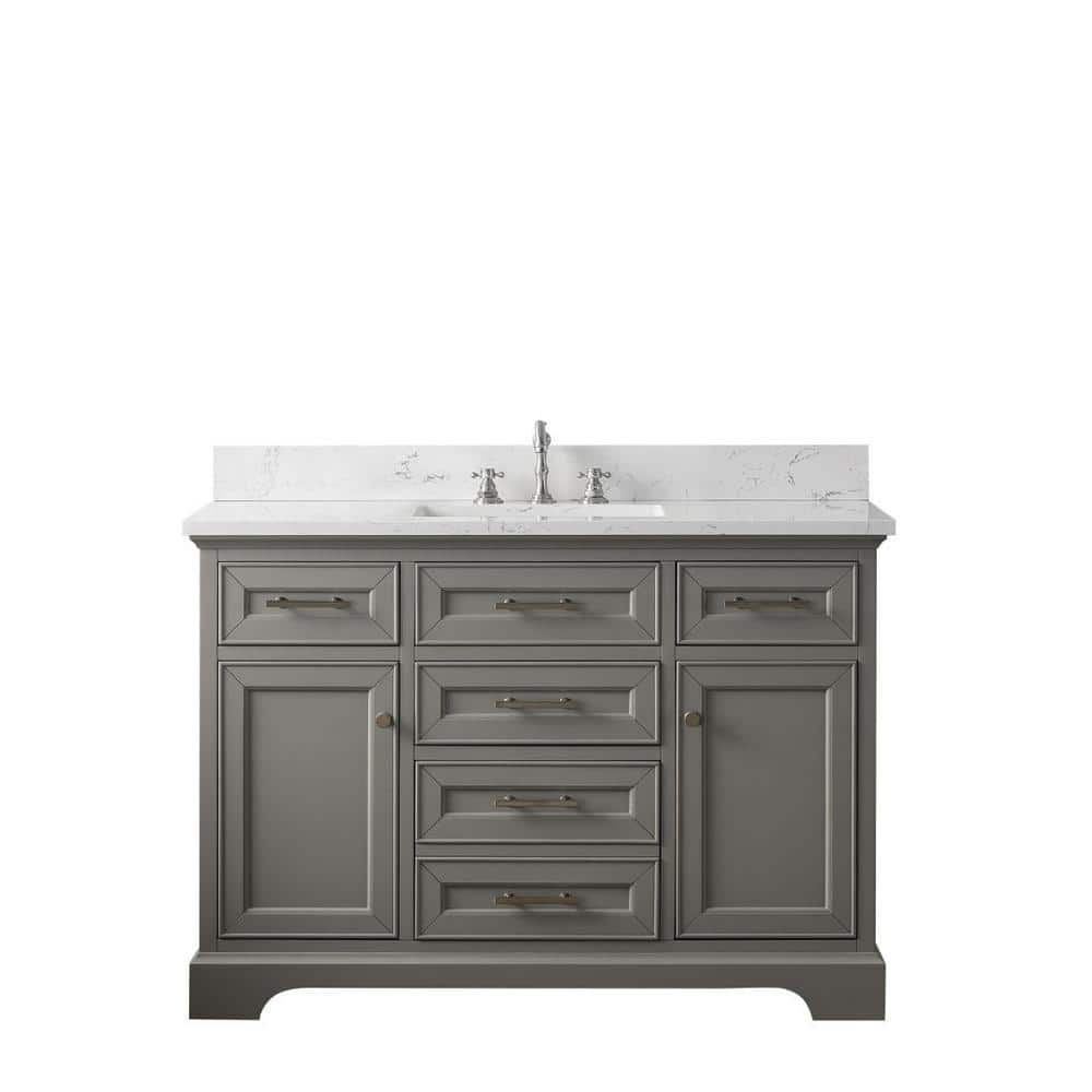 Thompson 48'' Gray Solid Wood Bathroom Vanity with Stone Top